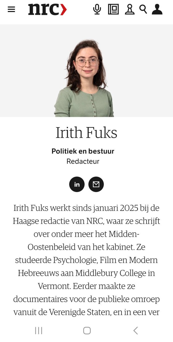 خبرنگار رسانه معتبر هلند
NRC
خانم ایریس فوکس
 می‌پرسه که آیا ایرانی های ساکن هلندی هستند که در هفته های اخیر (از طرف رژیم و طرفداران ش) مورد آزار و تهدید قرار گرفتند؟ باهاش تماس بگیرید. هویت این افراد ناشناس خواهد موند.