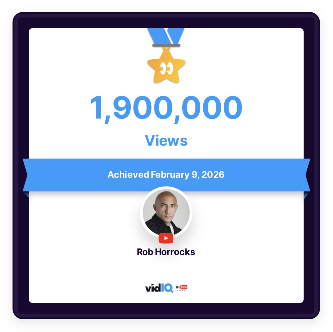 LuckyRob007's tweet photo. Some recent milestones achieved on YouTube! #luckyrob #robhorrocks https://t.co/1tgNakBtyX