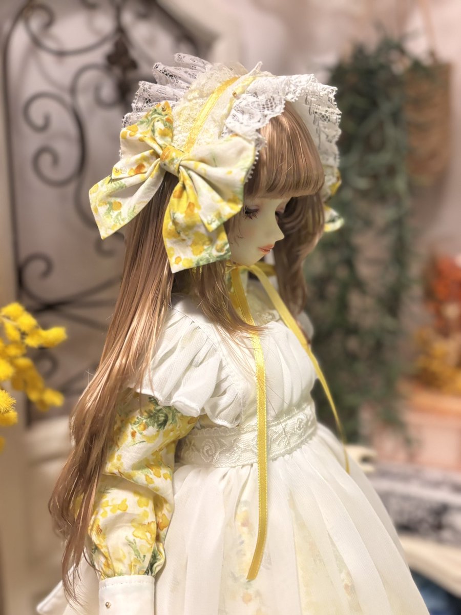 ヘッドドレスに🎀とビーズ縫い付けて…
完成⸜( ´ ꒳ ` )⸝♡︎