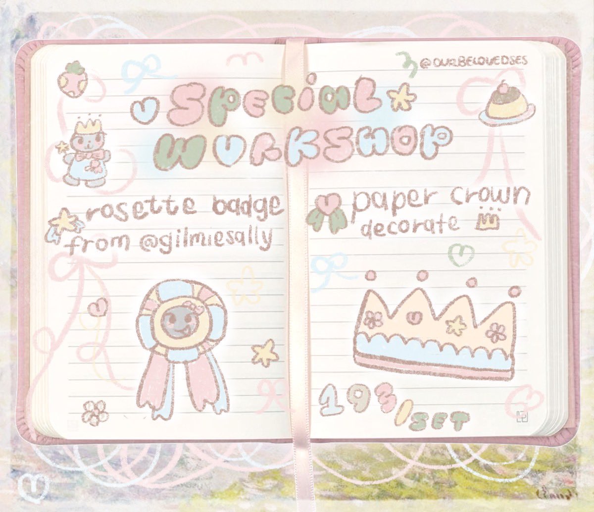 OurBelovedSES's tweet image. ( 🛼 ) 𝒔𝒑𝒆𝒄𝒊𝒂𝒍 𝒘𝒐𝒓𝒌𝒔𝒉𝒐𝒑

เตรียมพบกับ workshop สุดพิเศษ ! ที่ผู้ลงทะเบียนจะได้มาทำกิจกรรมในวันงาน และมีของขวัญเล็ก ๆ น้อย ๆ กลับไปเป็นที่ระลึก

เซ็ตละ 193 บาท โดยจะประกอบไปด้วย
♡ rosette badge from @gilmiesally 
♡ paper crown decorate

#OurBelovedSES