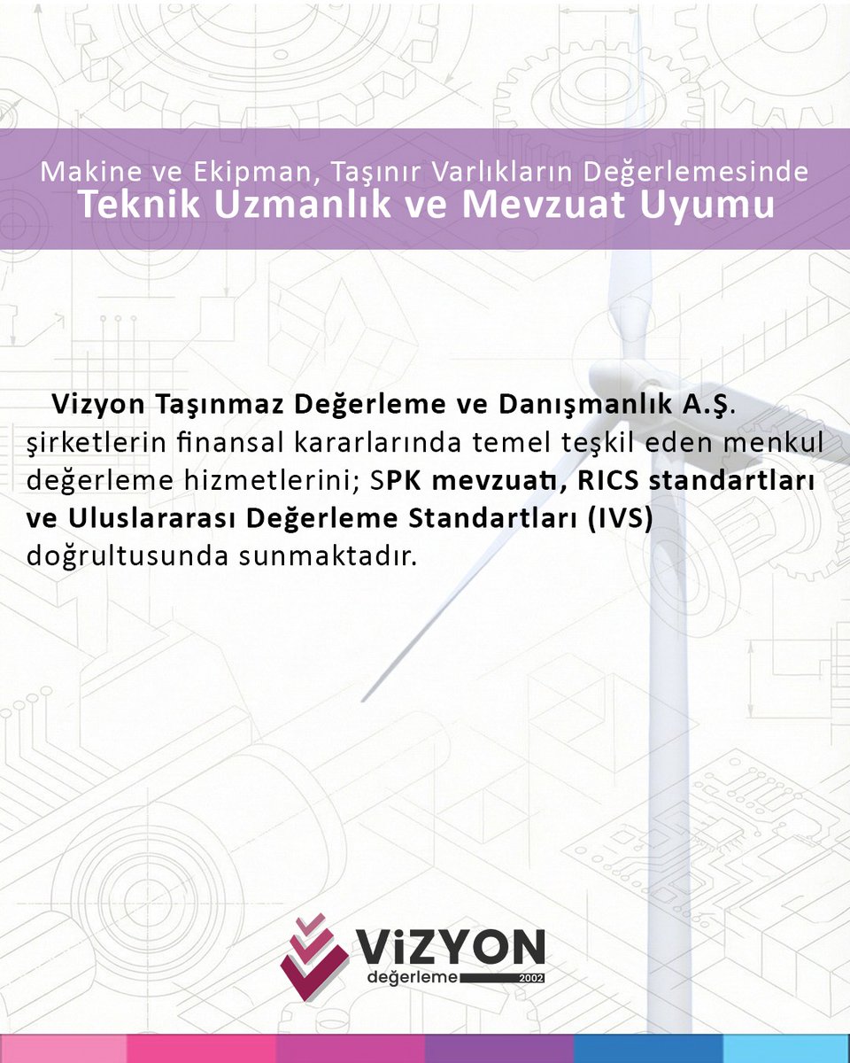 vizyongd's tweet photo. Vizyon: Makine ve ekipman, taşınır varlıkların Değerlemesinde Teknik Uzmanlık ve Mevzuat Uyumu

https://t.co/Ot64ERWlno https://t.co/S5PFSqLYeC