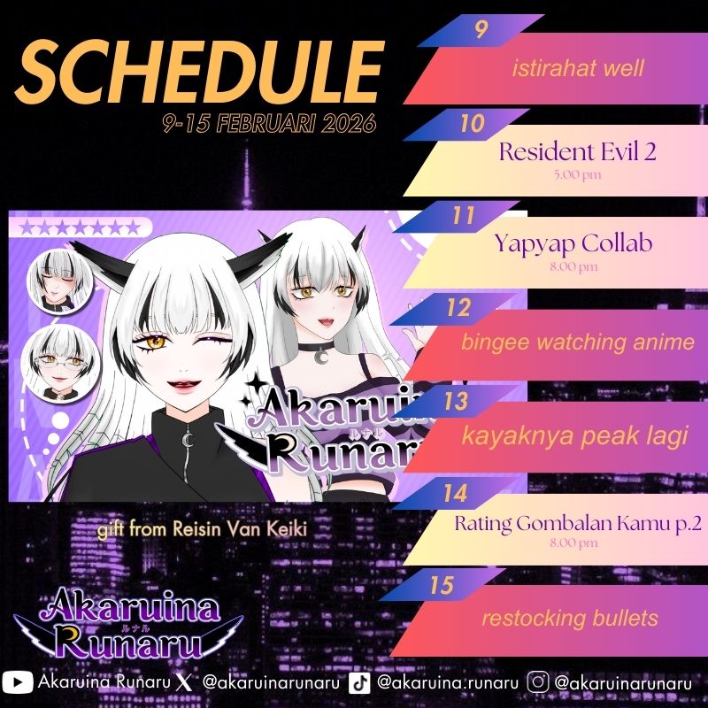 akaruinarunaru's tweet photo. HALOO~~! ini schedule runa untuk minggu ini^^ 

jangan lupaa isi form dibawah ini biar gombalan kamu bisa aku rating!! 

🌺https://t.co/ARO2S1z48t🌺

see you~!

[tags]

General #AkaruinaRunaru
Fams #moonshine
Fanart #akaruinart
NSFW #runarunsfw
Live #runalive
Oshi marks: 🦉🌙 https://t.co/zHU0TPoNGj