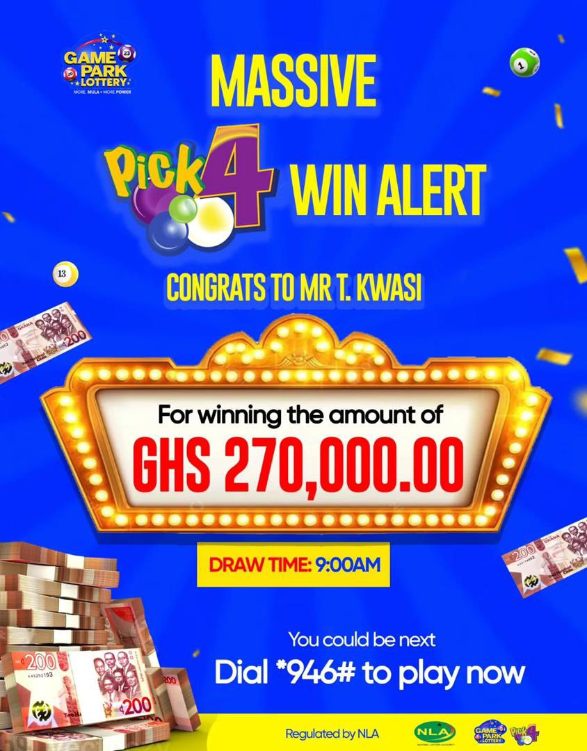 kofinyarkoh_'s tweet photo. MASSIVE win alert 🚨 Pick4 just paid out GHS 270k. This thing is REAL!
#gamepark #270k
@GamePark_GH https://t.co/iwUOhniipS