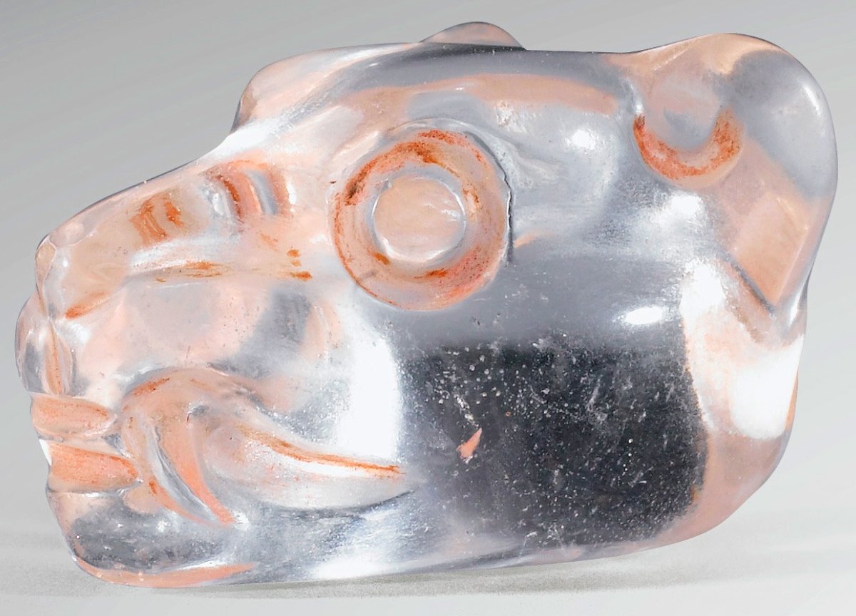 Mixtec rock crystal feline head - Mexico, 15th century AD.