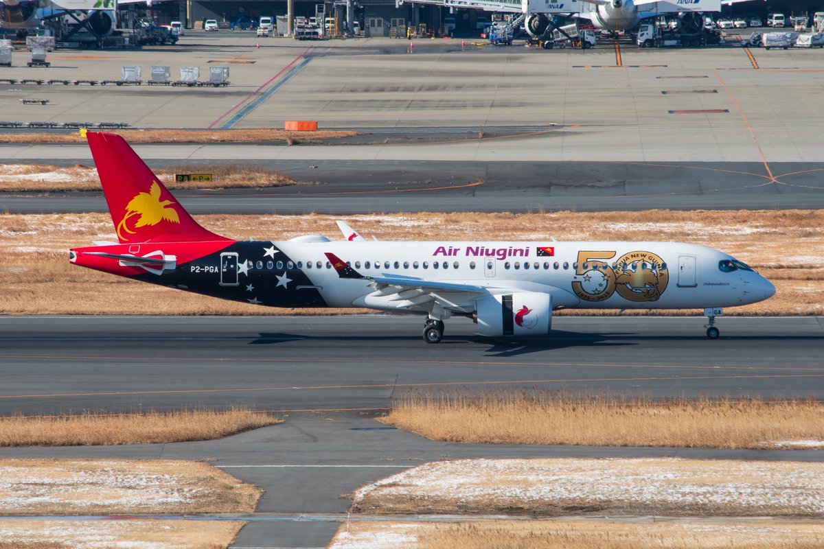 ようこそ羽田へ

Air Niugini 
A220-300  P2-PGA 【Papua New Guinea 50 Years Livery】

PX9050  SIN→HND