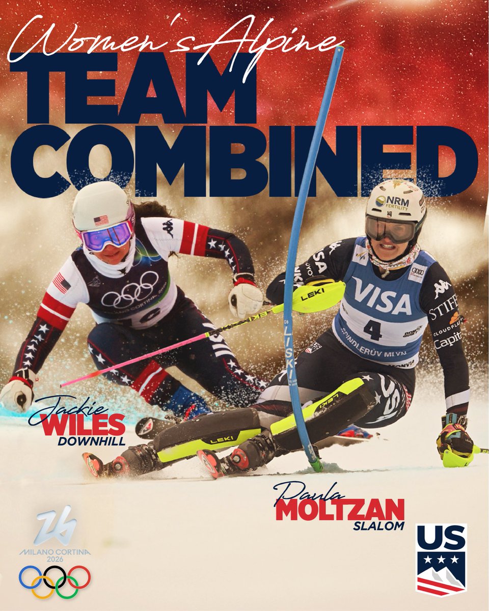 usskiteam's tweet image. The teams are set 👊 Meet your women’s alpine team combined duos‼️⤵️

⭐️ USA 1 - @_BreezyJohnson + @MikaelaShiffrin 
⭐️ USA 2 - Jackie Wiles + Paula Moltzan
⭐️ USA 3 - Bella Wright + Nina O’Brien 
⭐️ USA 4 - Keely Cashman + AJ Hurt 

Tune in tomorrow February 10, downhill at 4:30…