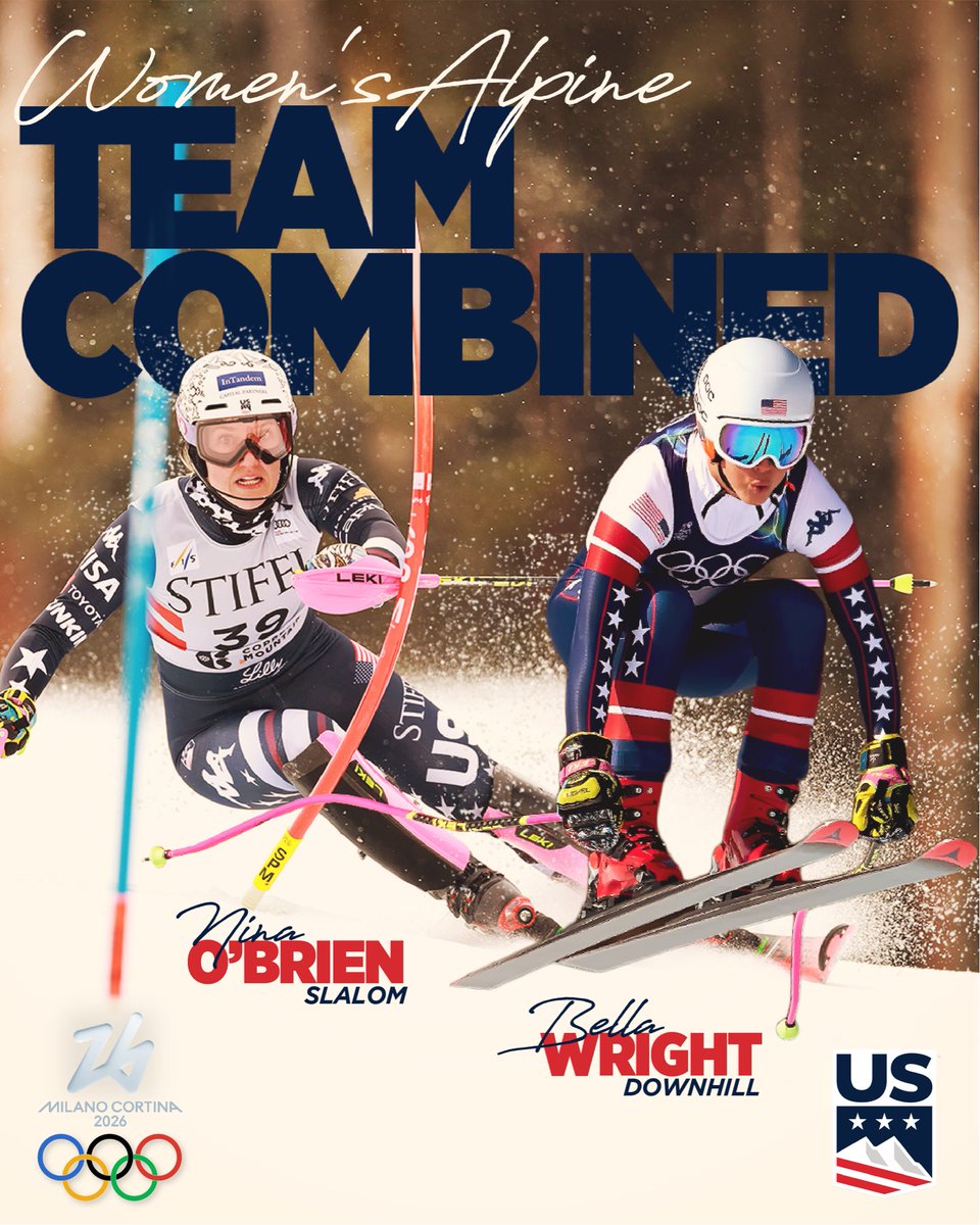 usskiteam's tweet image. The teams are set 👊 Meet your women’s alpine team combined duos‼️⤵️

⭐️ USA 1 - @_BreezyJohnson + @MikaelaShiffrin 
⭐️ USA 2 - Jackie Wiles + Paula Moltzan
⭐️ USA 3 - Bella Wright + Nina O’Brien 
⭐️ USA 4 - Keely Cashman + AJ Hurt 

Tune in tomorrow February 10, downhill at 4:30…