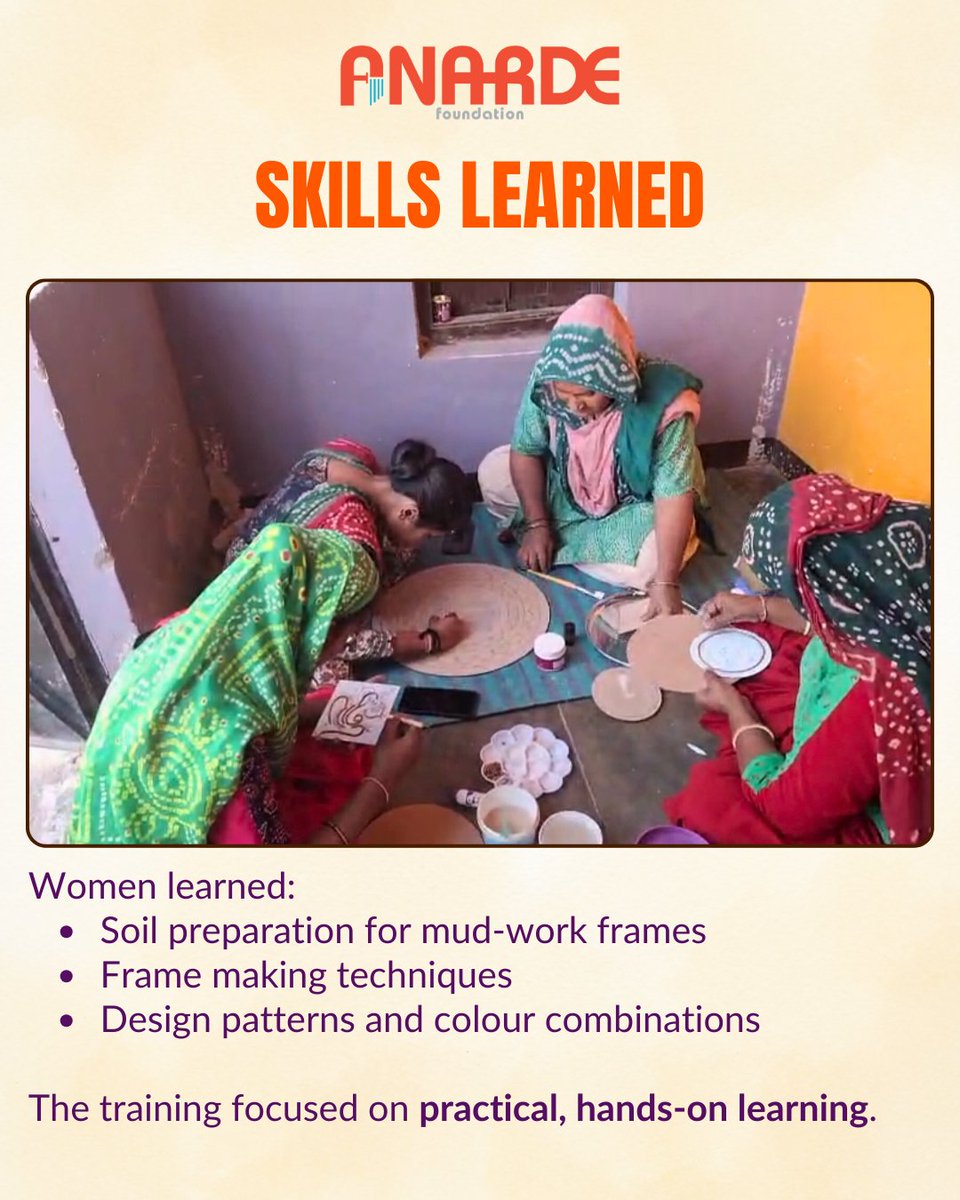 anardeindia's tweet photo. Empowering lives. Preserving tradition. Creating hope—by turning skills into livelihoods.

In Chandrani village of Anjar Taluka, a 15-days mud work training brought together more than 30 women from ANARDE’S Self help groups. https://t.co/pvwB9I6gQX