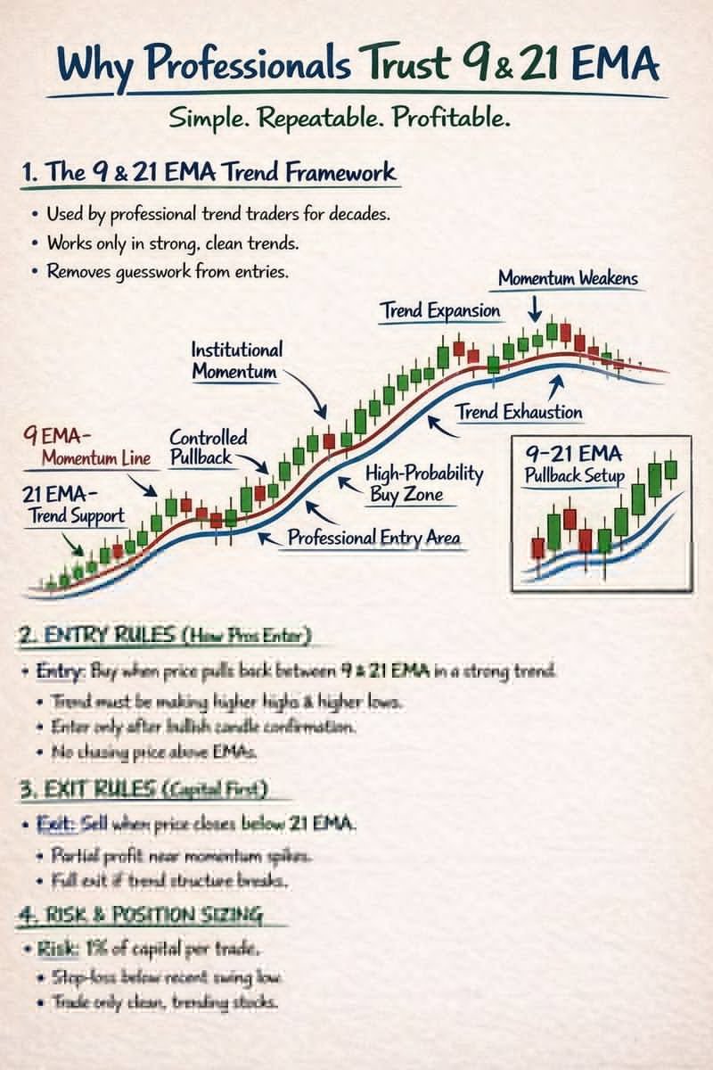 sunilgurjar01's tweet photo. Why Professionals Trust 9 & 21 EMA!🎯

 #trading