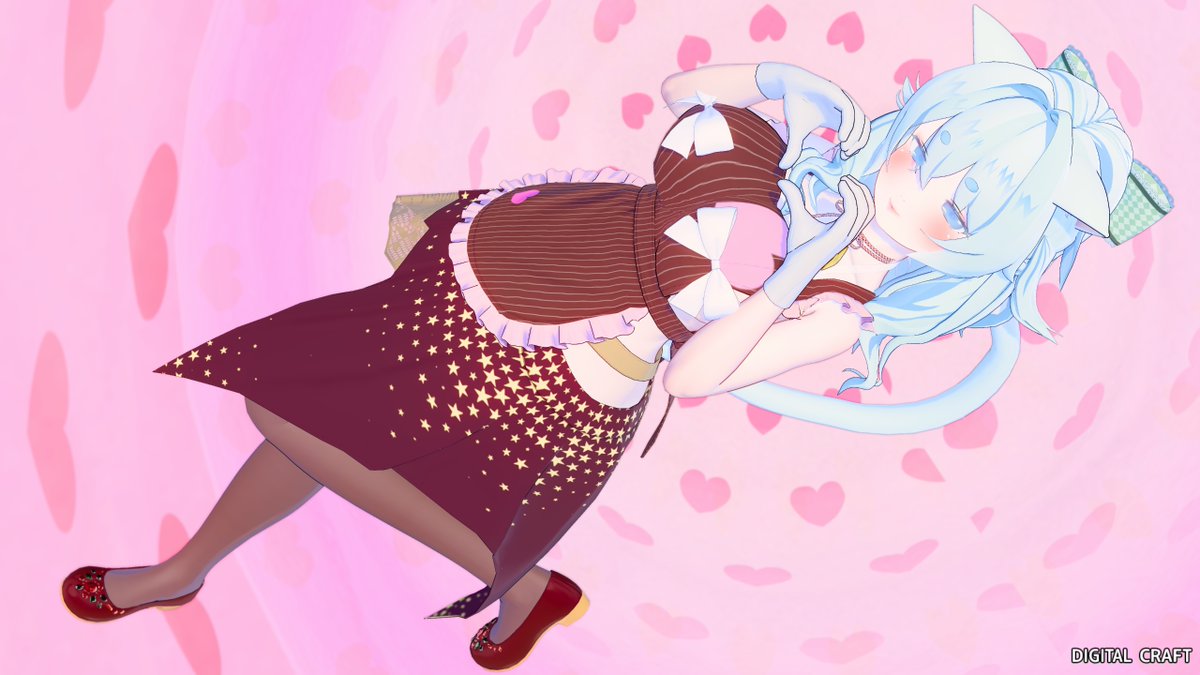 キャラクリだけですがやっと遊べたアイコミナイトツアー
エプロン（裸）+セクシーリボンワンピース…いいね

#アイコミ #デジクラ