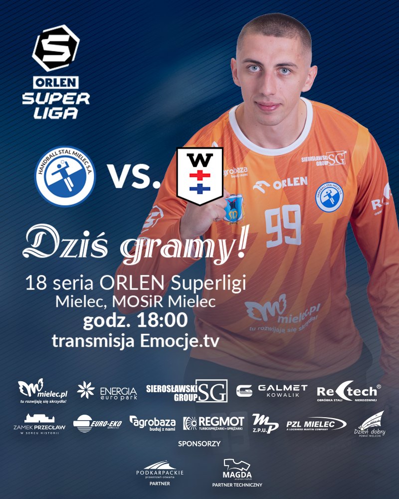 HandballStal's tweet photo. ⚔️DZIŚ GRAMY  #MatchDay
Handball Stal Mielec  🆚 @sprwybrzeze 
🤾 18. seria ORLEN Superliga
🕧 18:00
🏡MOSiR Mielec  | Miasto Mielec
🎟️ https://t.co/0rcZeW7KSK https://t.co/5SmH9cDWBu