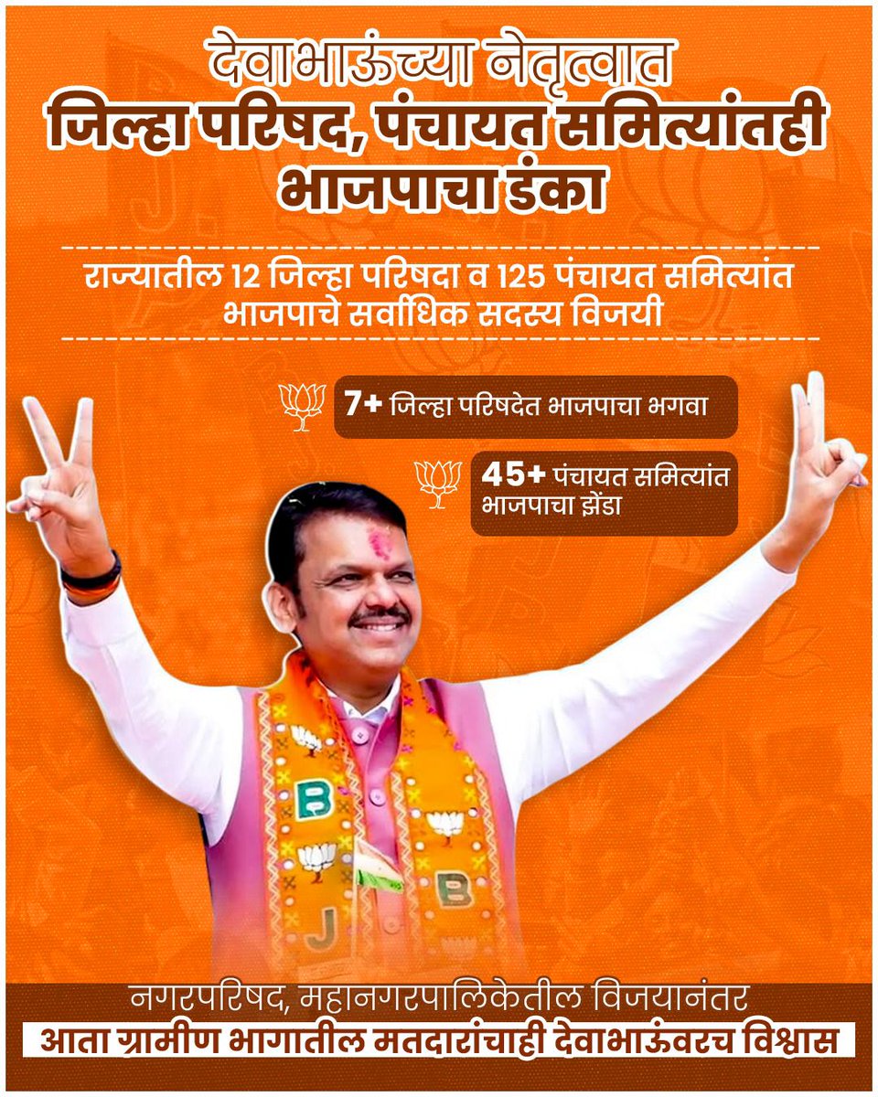 saaagaraaaa's tweet image. #UnstoppableDevaBhau
ZP मध्ये भाजपचा डंका