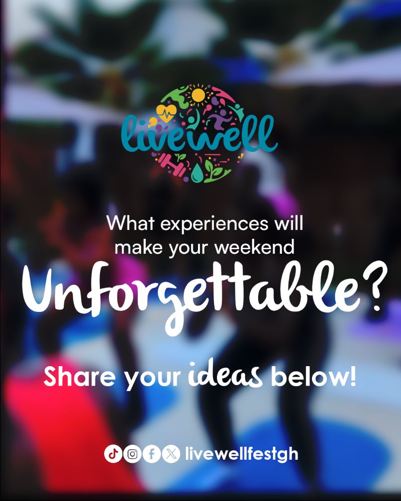 livewell_gh's tweet photo. Your health, your vibe, your festival 🎶
LiveWell is almost here and we can’t wait to show you what we’ve got in store. Follow us for reveals and wellness tips leading up to the big day!
#LiveWellFestival #WellnessTips #FeelYourBest #FestivalFun
Liverpool Jamestown scanty https://t.co/aRmD80XAxD