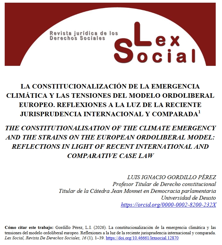 Nuevo e indispensable artículo del profesor <a href="/LuisIGordillo/">Luis Gordillo</a>  "La #constitucionalización de la emergencia climática y las tensiones del modelo ordoliberal europeo" en el monográfico: protección del medio ambiente doi.org/10.46661/lexso… <a href="/bibupo/">Biblioteca/CRAI UPO</a>  <a href="/deusto/">Universidad Deusto - Deustuko Unibertsitatea</a> #openaccess #Revistasupo