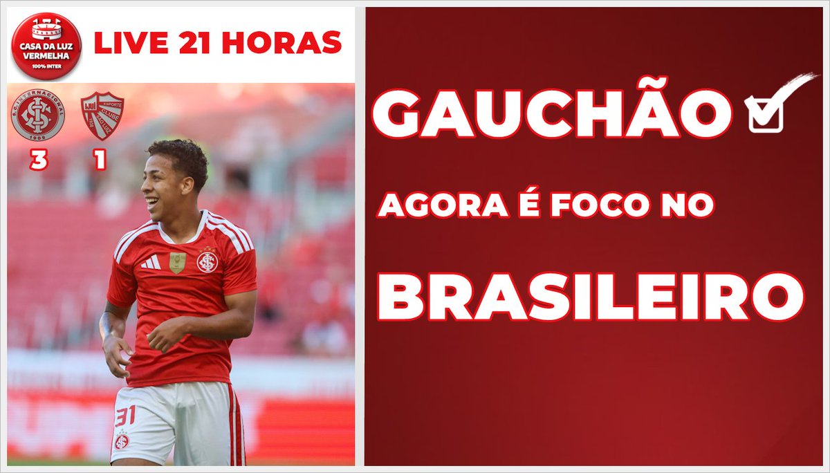 Bom dia! Hoje tem live da CLV às 21 horas. 
Vamos falar do empate contra o Flamengo no Maracanã, da vitória e classificação para semifinal do Gauchão e também projetar os confrontos contra Palmeiras e Ypiranga. 
Contamos contigo Colorado e Colorada 👇🏽

youtube.com/live/a7CScDe7V…