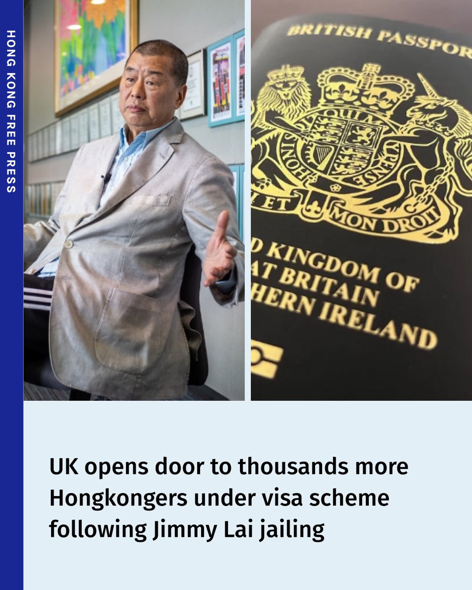 London has opened the door for thousands more Hongkongers to move to Britain in light of the jailing of media tycoon Jimmy Lai.

hongkongfp.com/2026/02/09/uk-…

A statement by the UK Home Office on Monday said Britain had a historic commitment to Hong Kong: “Adult children of British