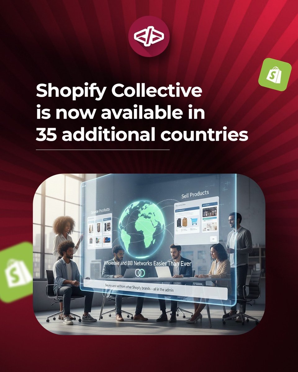 EffectiveAppsHQ's tweet image. Shopify Collective is now available in 35 more countries.

Expand your Shopify store globally:
✅ Source &amp;amp; sell products from other brands
✅ Grow your wholesale &amp;amp; B2B network
✅ Simplify international operations
#ShopifyCollective #ShopifyApps #GlobalEcommerce #B2B