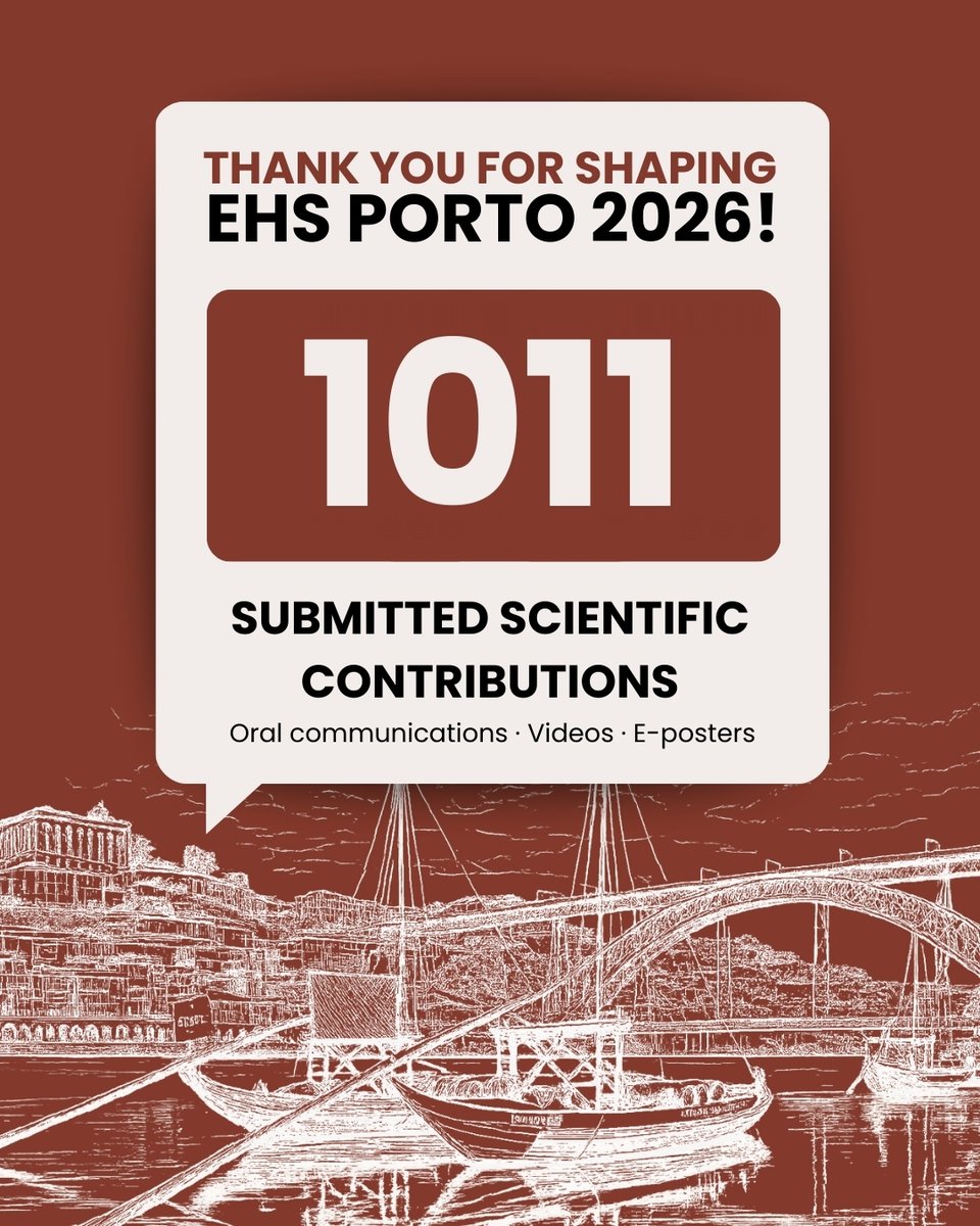 ehsporto2026's tweet photo. A total of 1,011 scientific contributions have been submitted for EHS Porto 2026, highlighting the strong engagement of the international hernia community.

Notification of acceptance or rejection will be sent in March.

#ehsporto2026 #EHS2026 #ScientificProgramme #Diventos https://t.co/9Jebdvlu2Q
