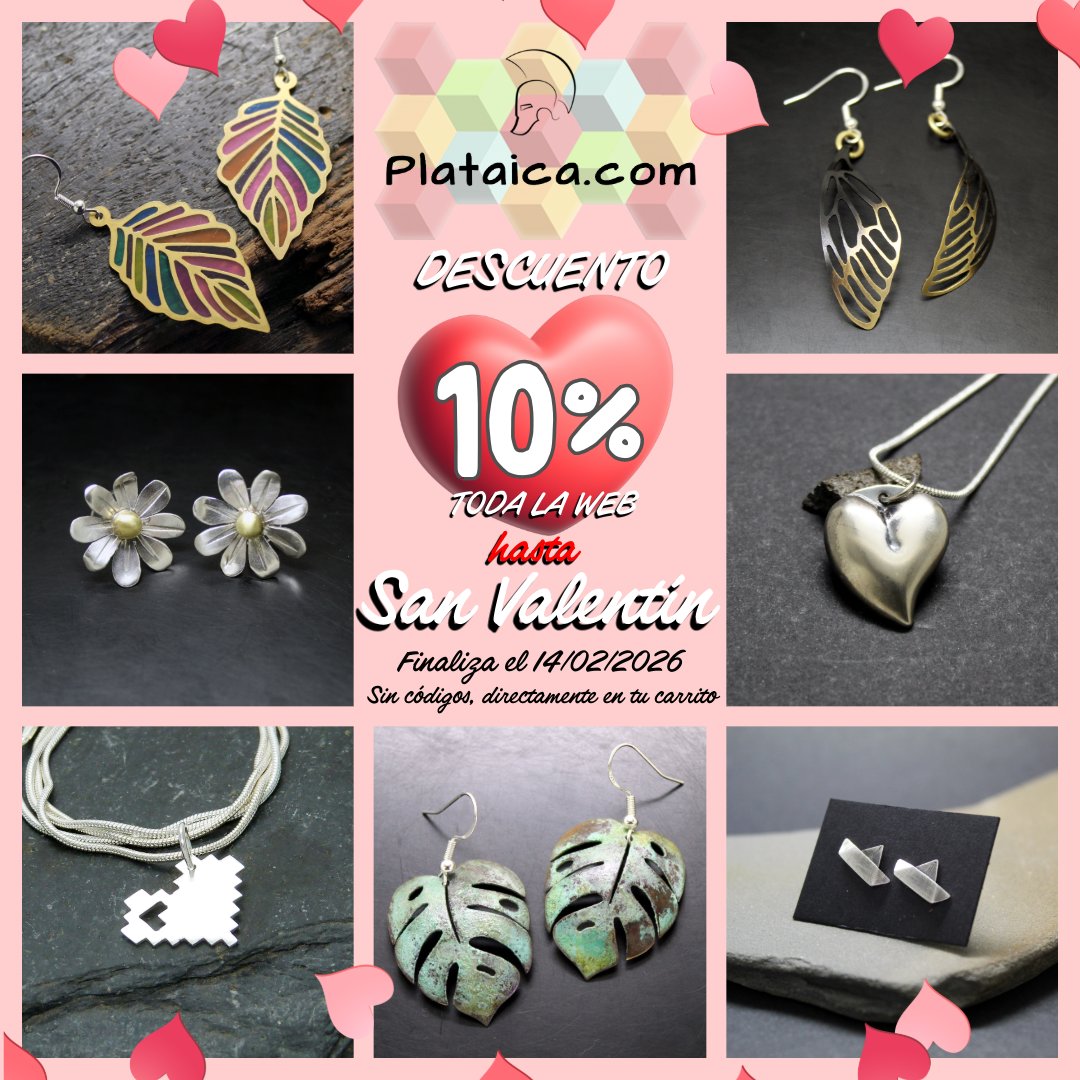 Plataica's tweet photo. 🚨 10% de DESCUENTO hasta #SanValentín 💘❗

https://t.co/jWhPh8PtEa

Hasta el 14 de febrero. Sin códigos y sin sorteos, directamente en tu carrito 🛒 😜.

📢 RECUERDA, las UNIDADES son LIMITADAS!!

Todo #hechoamano ✋ y con #envíogratis mundial 🌎, #handmade #jewelry #art https://t.co/14qI70zGjJ