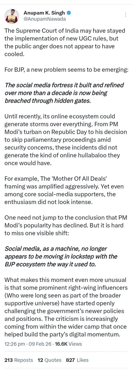 ZiviiBloom's tweet image. Even pro-BJP people like him who have never criticised BJP are now sensing the crisis. 

Yet instead of heeding constructive criticism and rolling back the #UGCact guidelines, the BJP is acting just like Congress. 

Directing BJP IT cell to counter the criticism of own supporters