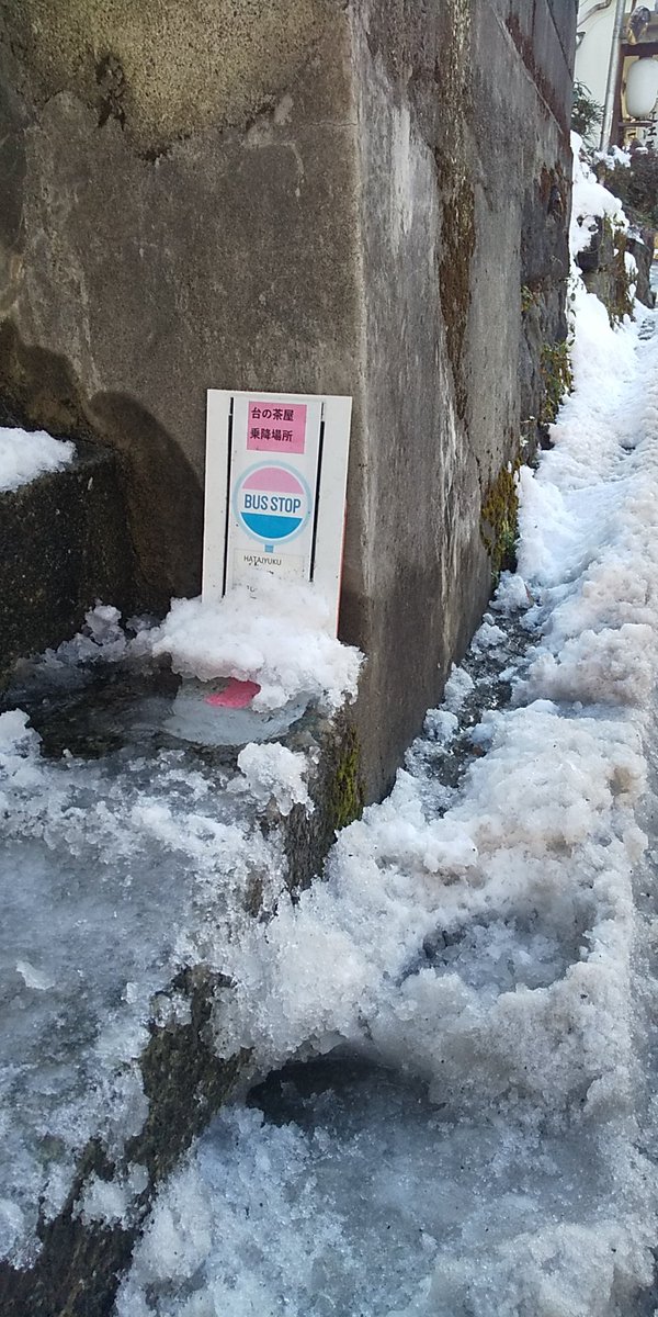 Viva_Train's tweet photo. 箱根湯本温泉街にある台の茶屋バス停の畑宿方面側は、階段の一段分程の大きさの板のみです。
この付近は道幅が狭く、バス停を設置するスペースがなく、畑宿方面の時刻は、反対側(箱根湯本行き)のバス停に掲載されています。
でもこんなに小さいと、何処にあるのか、一生懸命探してしまいますね。 https://t.co/Z1jpnIheVw