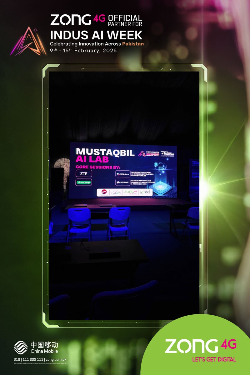 Zongers's tweet photo. Progress begins with powerful connections 🌐💡
Zong supports Indus AI Week, championing innovation and AI-driven conversations shaping Pakistan’s digital future.
#Zong4G #LetsGetDigital #IndusAIWeek #AIInnovation #DigitalProgress https://t.co/leb6IkDoQr