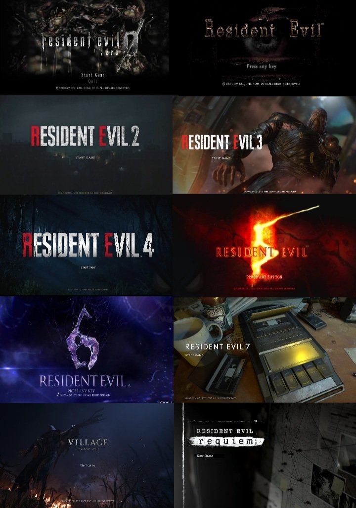 Main menu for all major Resident Evil installments 
#REBHFun #residentevilrequiem #LeonKennedy #graceashcroft #ClaireRedfield #JillValentine #ChrisRedfield #residentevil4remake #ResidentEvil6 #residentevil2remake #adawong
