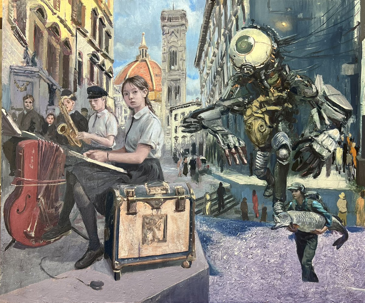 Rehearsal for the Cyclops Festival oil painting F8