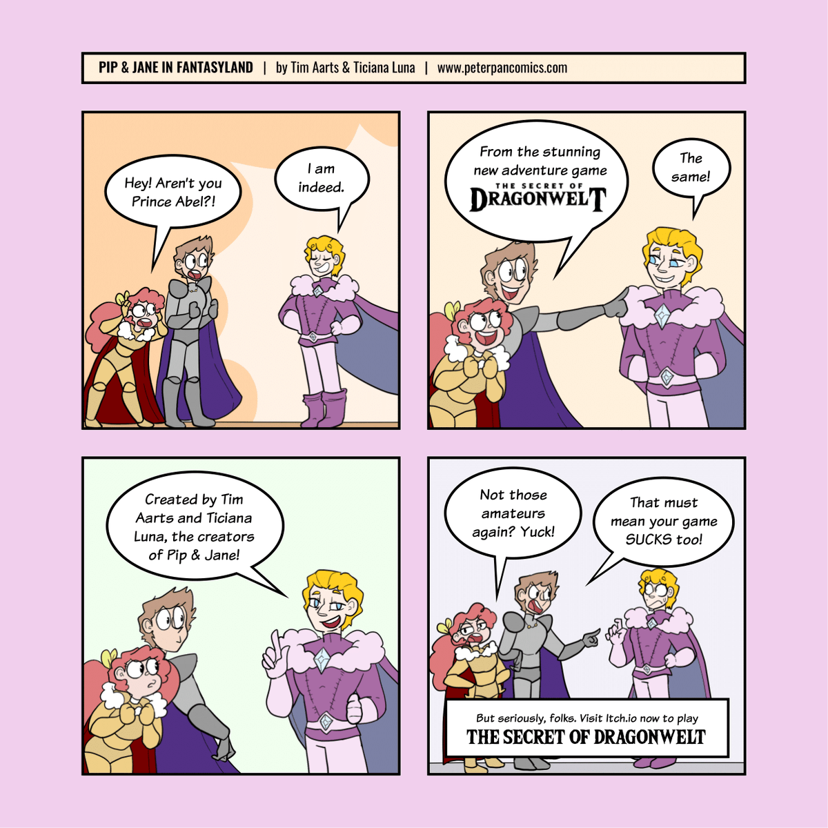 PeterPanComics's tweet photo. Play it now at https://t.co/0LbjUQjofK !
#pipandjane #thepipandjaneadventures #game #videogame #adventuregame #pointandclickgame #pointandclickadventure #renpy #renpygame #fantasy #fantasygame #swordandsorcery #itch #itchgame #itchgames #fantasycomics #webcomic #webcomics https://t.co/kA3jn47jbf