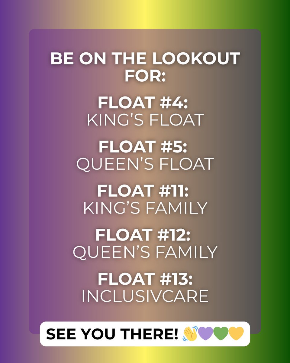 Because our team shows up for the community, on and off the clock. 💜💚💛

Don’t miss our very own Dr. Williams as MKOM Queen III &amp; the InclusivCare team at the Mystic Krewe of Music parade tonight!

See you there. Because. 

#InclusivCare #MKOM #NOLA #MardiGras #Westbank
