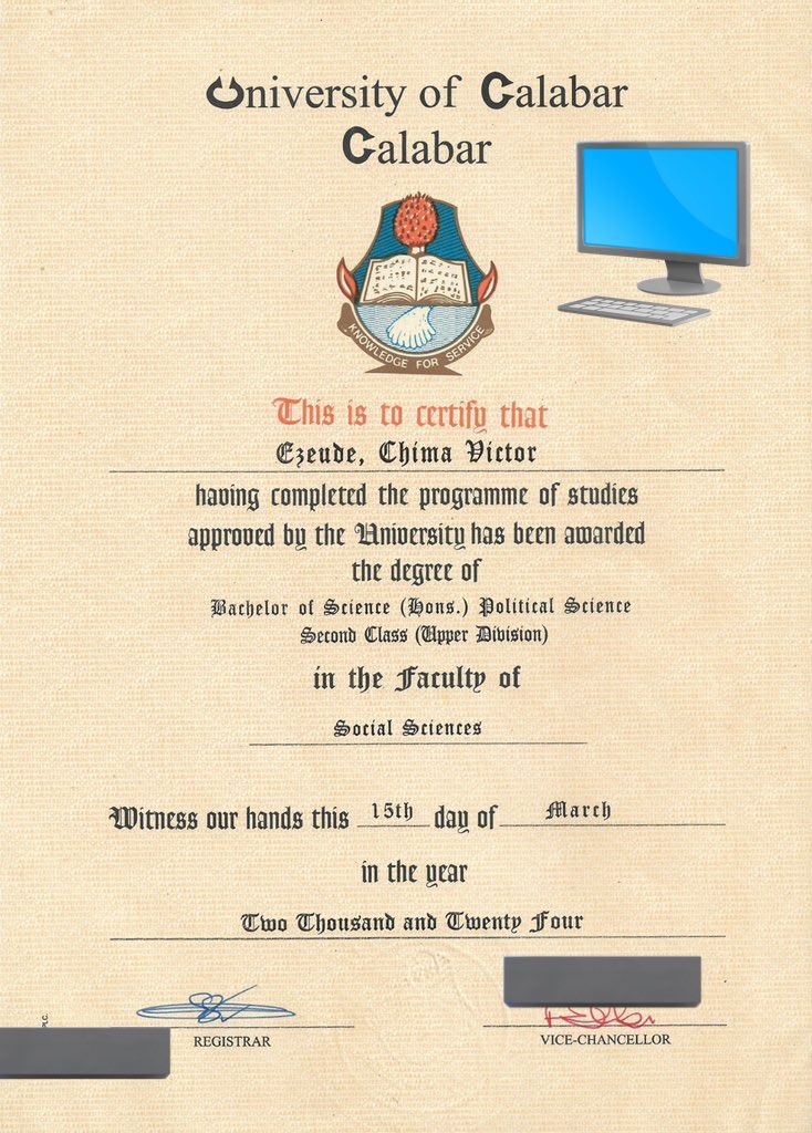 As a graduate of Political Science Unical , with a Second Class honors (Upper division), I am actively looking for  job/work opportunity after completing my NYSC last year (Dec , 2025)

Please assist me...
🙏