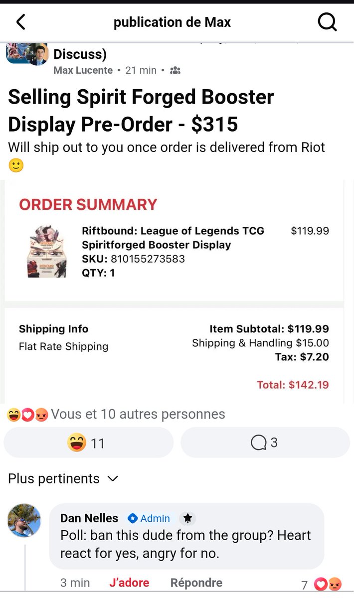 Is <a href="/playriftbound/">Riftbound</a> going to cancel orders from people that are just openly scalping? Any way to report this ? #Riftbound