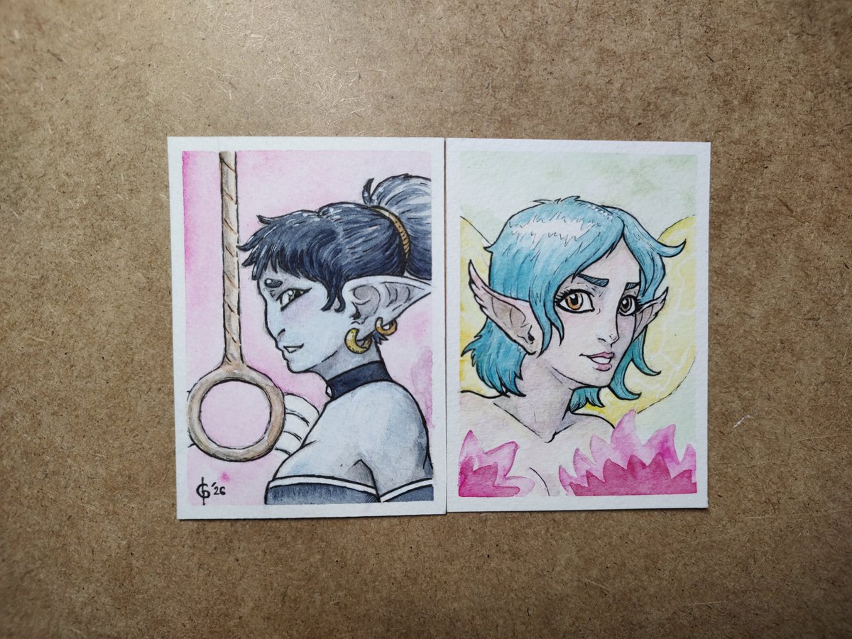 Two aceo cards.
I really dig the idea of small and affordable art pieces