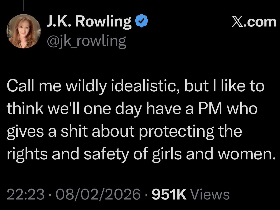 From the “women’s rights” campaigner who has never spoken up about the horrors of Jeffrey Epstein (not once) , never condemned Trump’s roll-back of abortion rights, and stayed silent on the slaughter of women and children in Palestine.  Preposterous. 
One obsessive topic: