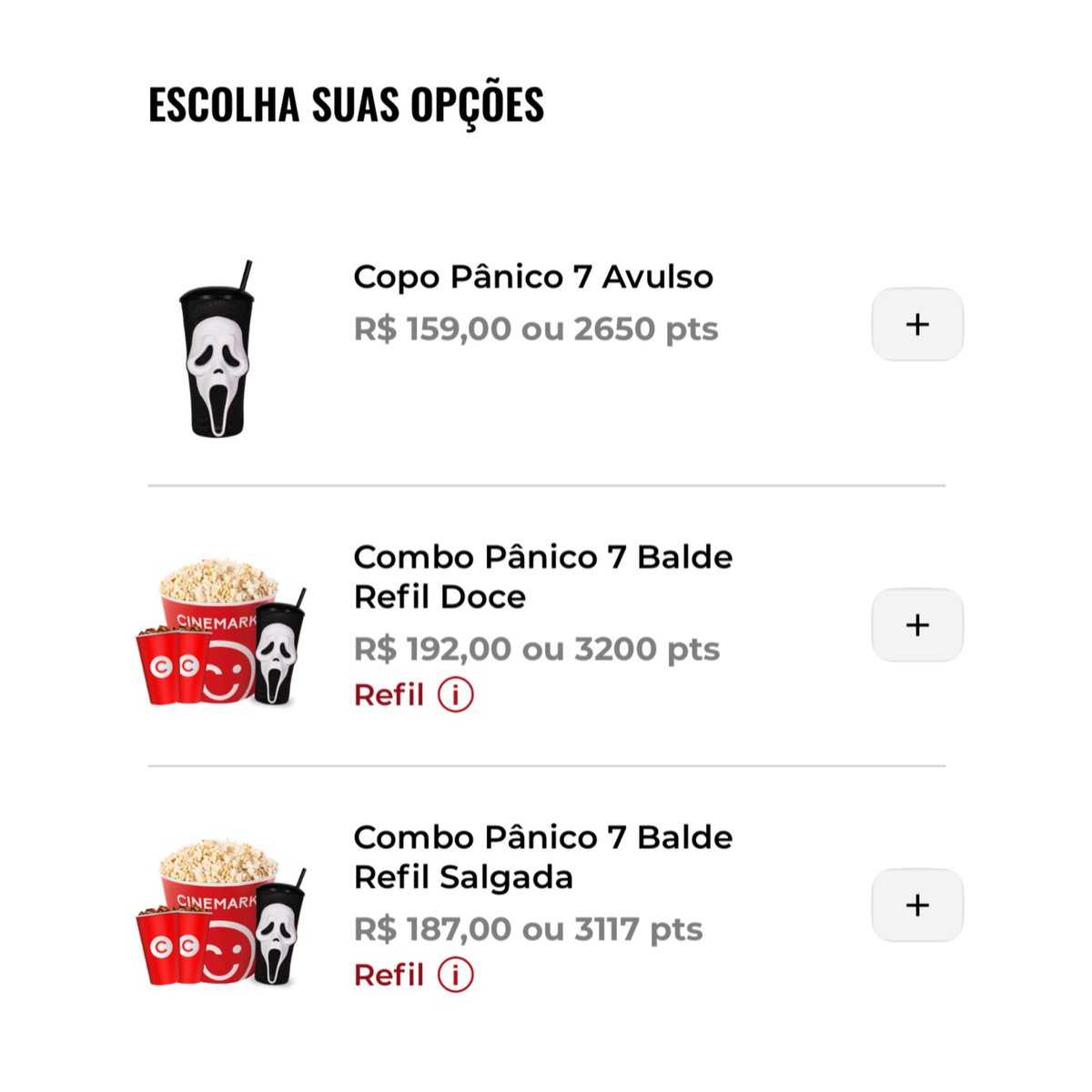 portalmedoo's tweet image. ASSALTO! Cinemark começou a vender copo e combo oficial de Pânico 7.

Uma unidade do copo fuleiro está custando R$ 159,00, enquanto o combo R$ 192,00.