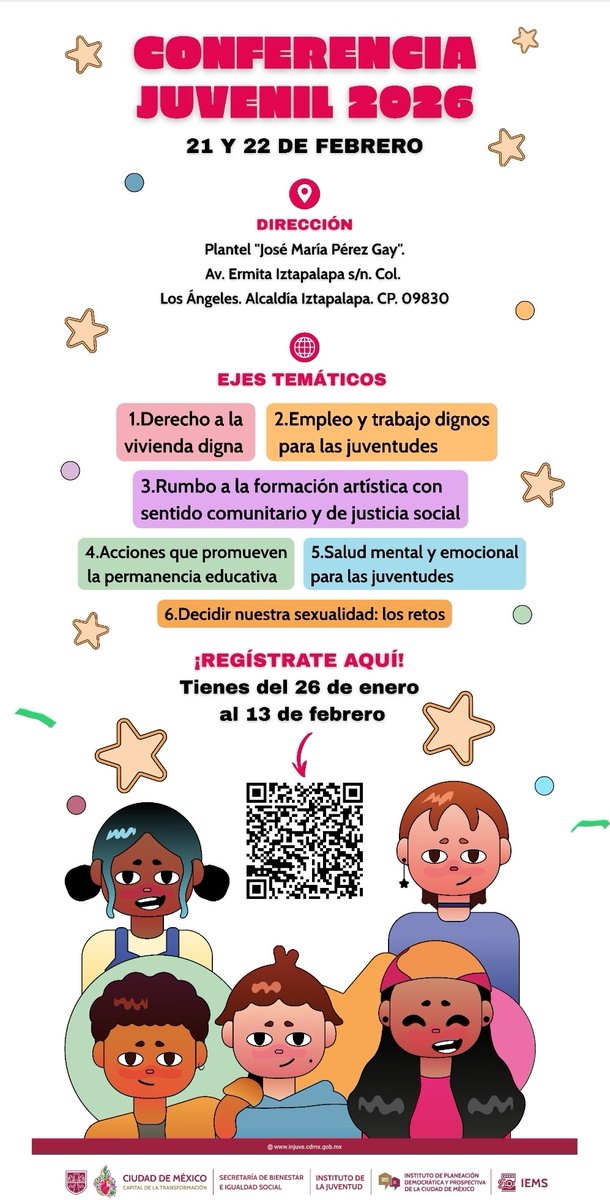 bebarreiro's tweet photo. 🤓 Regístrate a la Conferencia Juvenil
Un plan tranqui para alzar la voz y ser parte de los espacios donde se escucha y se toma en cuenta a las juventudes 🗣️🔥

https://t.co/a1dxoIOJnX
¡Nos vemos pronto! 🙌✨

#JóvenesTransformando 
#CapitalDeLaTransformación https://t.co/4KTadXgLFl