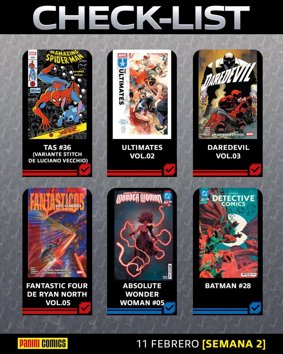 Llega el Check-list de la segunda semana de febrero.