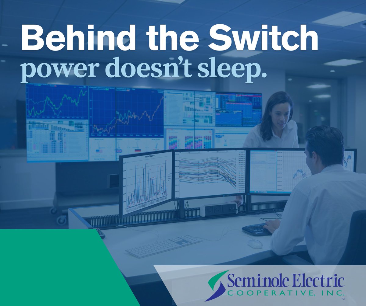 Power doesn’t sleep—and neither do we.

Seminole’s Operations Center operates 24/7 to monitor system performance, dispatch generation, and respond in real time to system disturbances. This work supports reliable, cost-based power supply for the 9 Member distribution cooperatives.