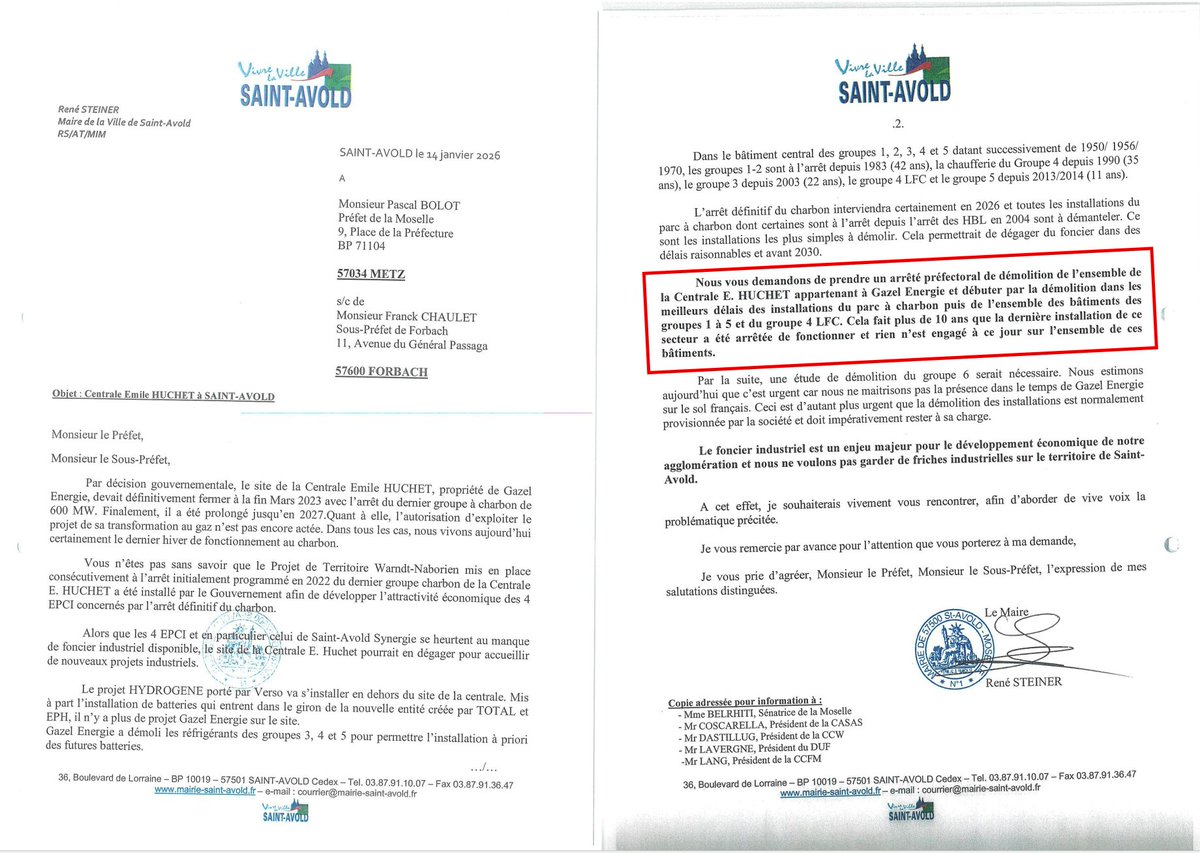 🚨 Saint-Avold : trahison scandaleuse du Maire !
Pendant que nous nous mobilisons pour essayer de sauver les emplois de la Centrale à charbon en la convertissant en énergie moins émettrice de CO2, le Maire de Saint-Avold met un coup de poignard dans le dos de notre territoire !