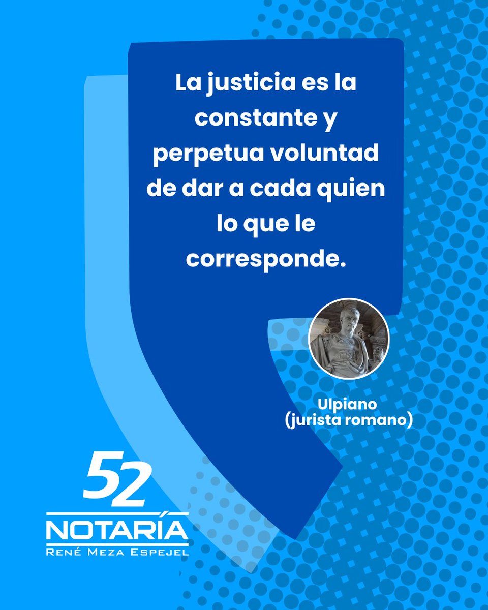Notaria52's tweet image. Comenzamos la semana con un principio que guía nuestro trabajo diario.
“La justicia es la constante y perpetua voluntad de dar a cada quien lo que le corresponde.”
En la Notaría 52, cada acto se realiza con responsabilidad, legalidad y certeza jurídica.

#Notaría52Puebla #Notaría