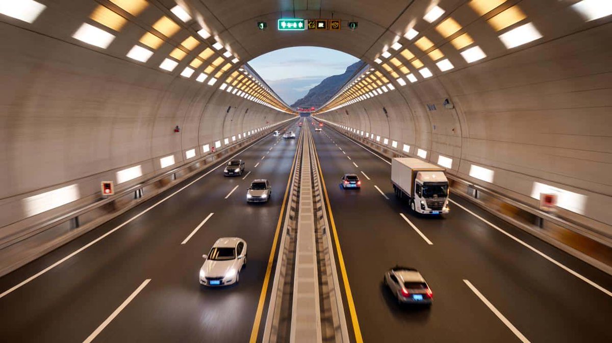 akech_andrew's tweet photo. China has set another record for the longest tunnel. It Cost China $3.8 billion and 5 years to deliver a 22.13km tunnel running through mountains and a vertical shaft of 1,112m. The tunnel features evacuation galleries, cross-passages, hi-tech monitoring rooms and ventilation shafts. 

The four lanes (two per tube), Tianshan Shengli tunnel has now cut down the travel time from 7 hour drive around the mountains to only 20 minutes through the mountains to access Yuli county.