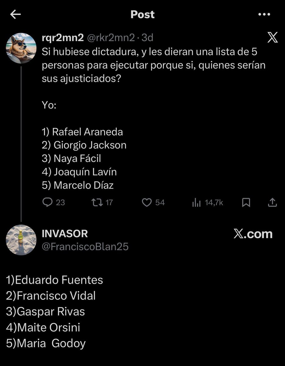 PiensaPrensa's tweet photo. Estas son las cuentas @FranciscoBlan25 - @rkr2mn2 (activas) que están amenazando de muerte a Eduardo Fuentes y otros , personas de la política y de la TV https://t.co/o89jD3tiy6