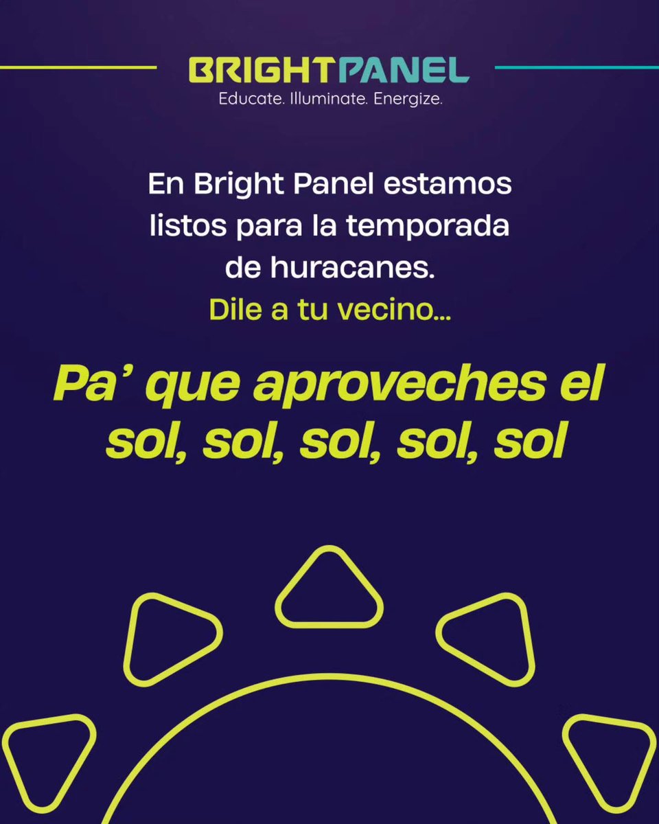 ☀️🌪️ La temporada de huracanes no avisa… pero tú sí puedes estar listo.
En Bright Panel estamos preparados para ayudarte a convertir cada rayo de sol en seguridad para tu hogar y tu familia.
💡 Dile a tu vecino que no espere al próximo apagón.
Que aproveche el sol, sol, sol.