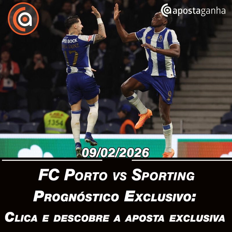 FC Porto vs Sporting Prognóstico – Liga Portugal – 09-02-2026 👉 apostaganha.com/fc-porto-vs-sp…

#FCPSCP #LigaPortugalBetclic #apostaganha #apostasfutebol #apostasdesportivas #apostasonline #prognosticos
