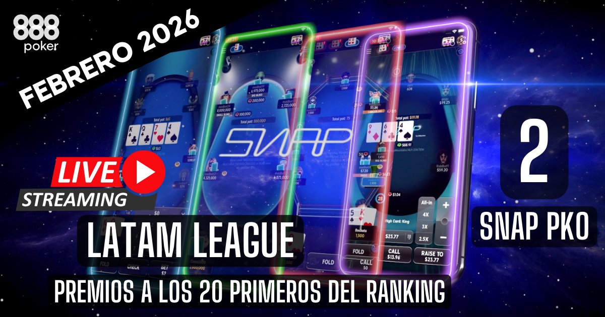 🔰 2° Fecha LATAM LEAGUE de FEBRERO 🥊
Es de SNAP PKO y sino clasificaste puedes anotarte por $5.50 y participar para los premios a los 20 primeros del Ranking Mensual!
Además hoy tendremos STREAM donde sortearemos 20 tickets de $3.30 a todos los que cumplan estas consignas 🤓⤵
