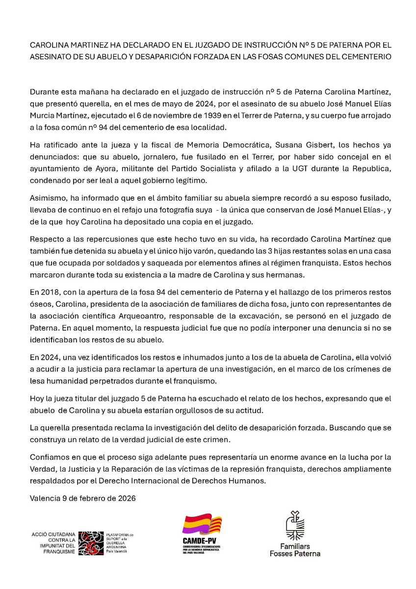 Memòria i Justícia País Valencià tweet media