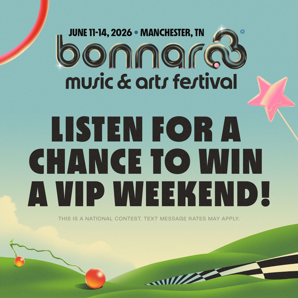 ck1055's tweet photo. Get ready to party at the Bonnaroo Music &amp; Arts Festival in Manchester, TN! 🎶🎉 U could win VIP access, glamping in a Moon Colony Luxury Bell Tent with AC, and a cool $2000 for travel! 😮 Stay tuned for chance to win on CK 105.5! Presented by C3. https://t.co/tbtIn6ijv4