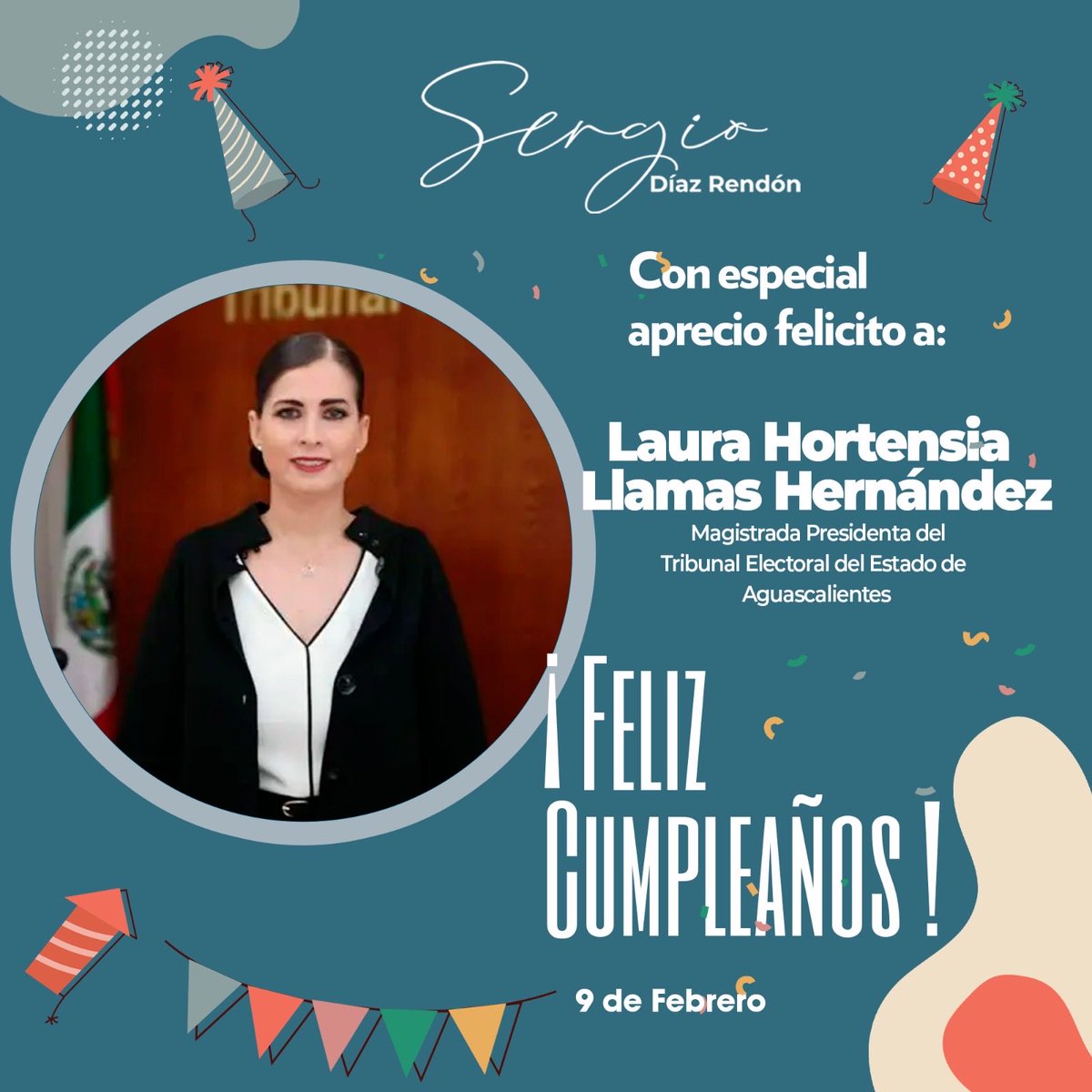 Con especial aprecio, felicito a <a href="/LauraLlamasHer1/">Magda Laura Llamas</a>, Magistrada Presidenta del Tribunal Electoral de Aguascalientes.

Que este nuevo año de vida esté lleno de salud, satisfacciones y éxitos en su destacada labor al servicio de la democracia.

🎉 ¡Feliz cumpleaños! 🎉