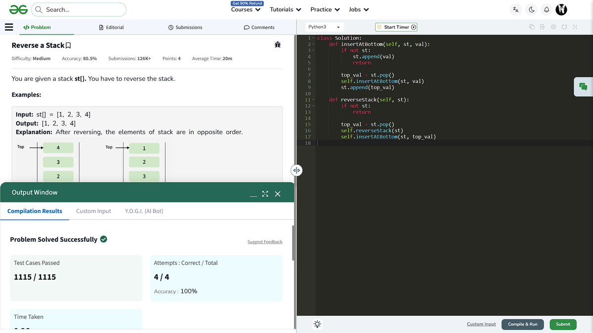 Wannabe_01_'s tweet photo. #Day213 of grinding until I land my dream job!🚀
- Reverse a Stack
- Binary strings with no consecutive 1s
#DSA #100DaysOfCode #ALGO #LeetCode #GFG https://t.co/BWrOyoTOmd