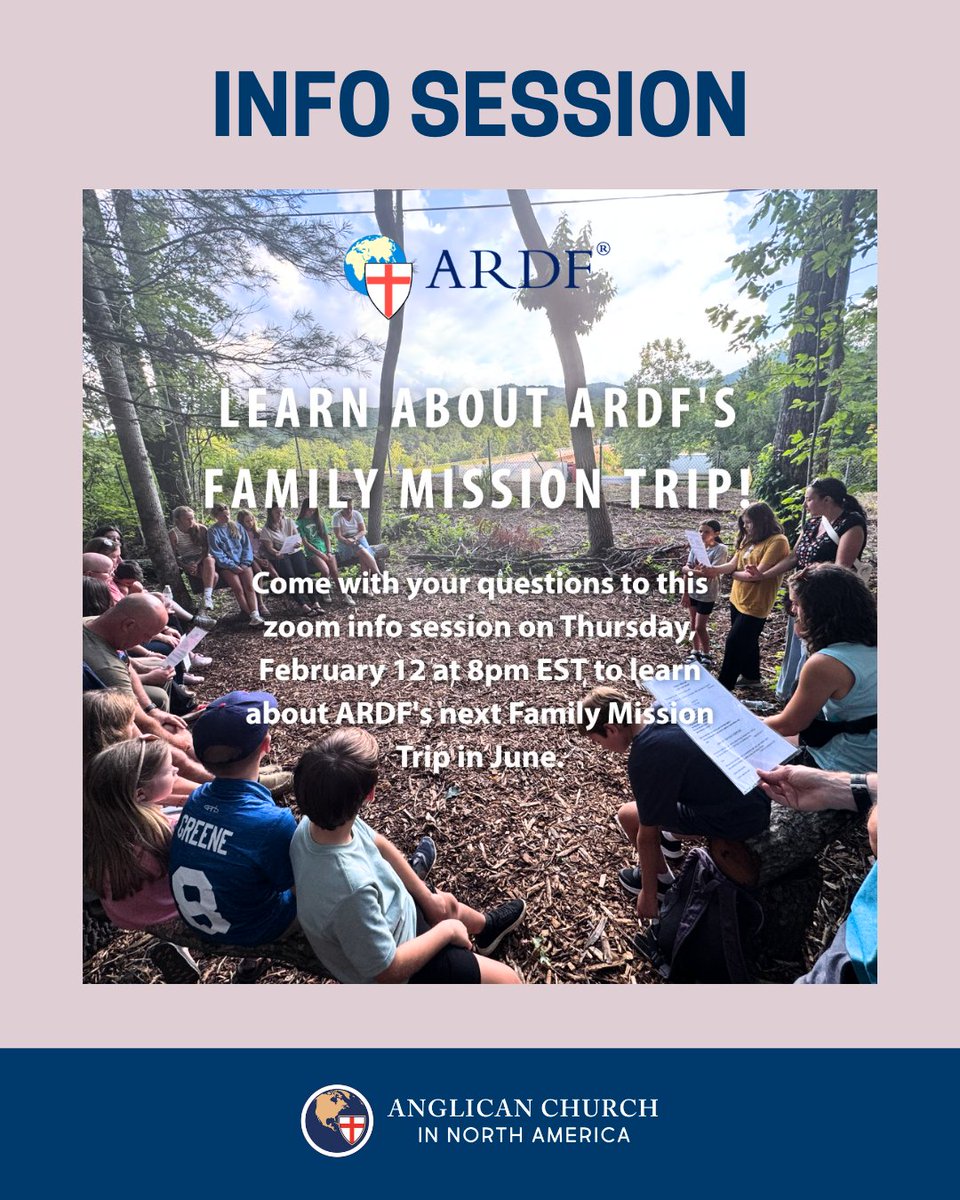 The_ACNA's tweet photo. Interested in bringing your family to help serve in Western North Carolina this summer? Come with your questions to this zoom info meeting on Thursday, February 12 at 8pm EST to learn about ARDF's next Family Mission Trip in June. Details can be found at: https://t.co/vS6KVwkpcC. https://t.co/KjChNYXwIg